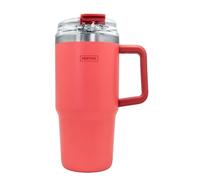 NERTHUS FIH 1434 Tasse thermique 600 ml avec couvercle hermétique - Comprend une paille et un bouchon pour boire, isolation durable, Corail