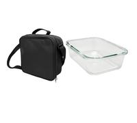 Nerthus FIH 1498 lunch bag isotherme noir avec récipient hermétique verre 1L sac isolant avec poignée idéal travail bureau