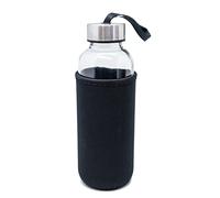 Nerthus FIH 647 bouteille verre 400 ml avec housse néoprène noire réutilisable