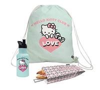 NERTHUS FIH 962 Set Hello Kitty Sac à Sandwich + Sac à Dos + Bouteille Ultra Légère en Aluminium 500 Ml
