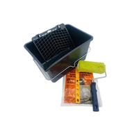 Nespoli Kit Rouleau de Peinture pour façades 18 cm, cuve 12 L avec Grille, Plastique Couvrant, mélangeur de Peinture, Set de Bricolage Complet