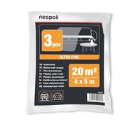 Nespoli - Lot de 3 serviettes de protection 4 x 5 m pour la protection des meubles et des meubles intérieurs, larges et résistantes de 20 m² - Bâche de protection en plastique ultra fine, flexible et