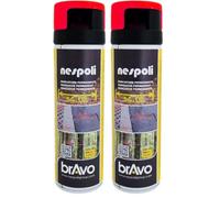 NESPOLI Peinture aérosol traceur de chantier rouge fluorescent 500 ml (Lot de 2)