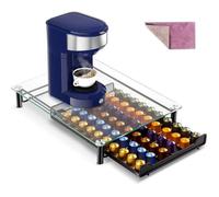 Nespresso Support à Capsules de Café avec Dessus en Verre , pour 60 Dosettes de Coffee Tiroir, Support de Machine à Café pour [80]