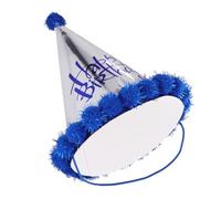 NESTINGHO 5pièces Chapeaux de Fête Cone Bleu Foncé Papier Brillant avec Pompon Décoration Anniversaire Festive pour Soirées et Photos