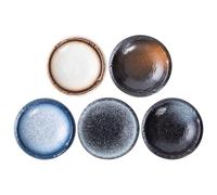 NESTINGHO Assiettes à Condiments Design Simple et Élégant Lot de 5 en Céramique, Plat à Sauce Soja Couleur Aléatoire pour Service Hors-d'œuvre et Présentation Soignée