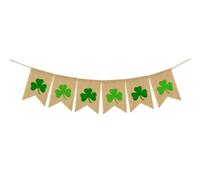 NESTINGHO Bannière en Lin Chic à Motif Trèfle pour Décoration Intérieure et Extérieure, Fanion Queue D'hirondelle Kaki pour Fête Saint-patrick