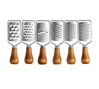 NESTINGHO Ensemble de 6 Râpes à Gros Trous en Acier Inoxydable avec Manche en Bois, Râpe à Légumes et Micro-zesteur pour Fromage, Gingembre, Ail, pour Pique-niques en Extérieur