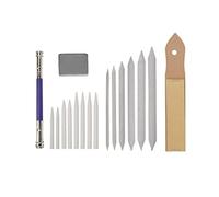 NESTINGHO Estompe à Dessin en Papier Prolongateur et Papier de Verre Effaçable, Outils pour Estomper Pastels, Livré Bloc de Ponçage et Manche pour Croquis