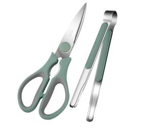 NESTINGHO Kit de Ciseaux Cuisine en Acier Inoxydable 20cr13 Poignée Ergonomique en Pp Vert, Outil Multifonction pour Barbecue et Dîner la Maison, Accessoires Indispensables