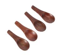 NESTINGHO Lot de 4 Petites Cuillères en Bois Marron Faites Main pour Condiments et Épices, Mini Cuillères à Condiments Pratiques sans Goût Métallique Cuisine