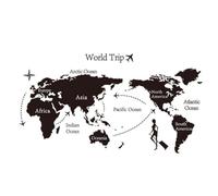 NESTINGHO Sticker Mural Carte du Monde en Pvc Noir Étanche Bord Non Déformé, Décor Créatif et Élégant pour Murs en Carrelage ou Verre Chambre ou Salon