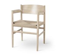 Mater Nestor Chaise de Table à Manger M. Accoudoirs Chêne Laqué Mat/Fil de Papier