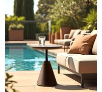 Nestor - table d'appoint ronde en béton marron d40cm
