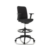 HJH Office – Chaise de comptoir NESTORA WORK – Tissu, pivotante, repose-pieds réglable – Noir