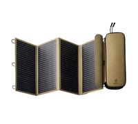 NESTOUT Panneau solaire portable, ports USB-C et USB-A, chargeur solaire 28 W pour camping, nylon Ripstop hydrofuge, design compact pliable, ampèremètre numérique, support réglable, beige (4 panneaux)