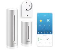 Netatmo Station Météo Intérieur Extérieur Connectée sans Fil avec Support Mural, Thermomètre, Hygromètre, Baromètre, Sonomètre, Qualité de l'air - Compatible Alexa, Apple et Google Home, NWS01-AMZ
