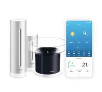 Netatmo Station Météo Intérieur Extérieur Connectée sans Fil avec Support Mural, Thermomètre & Pluviomètre connecté sans-fil pour la Station Météo Netatmo, NRG01-WW, Noir