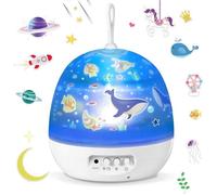 NetBoat Veilleuse Enfant Etoile Projection, 8 Couleurs + 2 Modes d’alimentation, 360° Rotation Lampe Projecteur, Led Veilleuse Bébé