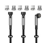 Netdot Gen12 Nylon Tressé Câble Magnétique De Charge Rapide Et Transfert De Données Avec Led Compatible Micro-Usb & Usb-C Téléphones (2M/3 Pack Noir)[X475]