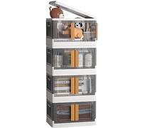 NETEL 4x 45L Empilable Boîte de Rangement avec Couvercle et Verrouillable Porte, Pliable Bac de Rangement Plastique avec Roulettes, Grande Caisse Rangement Organisateur pour Cuisine, Salon et Chambre