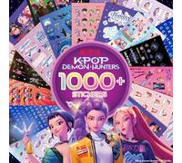 Netflix Kpop - Livre d'autocollants Demon Hunters - 1000+ autocollants pour enfants - 43 pages avec lettres, personnages et scènes, collection d'autocollants kawaii mignons pour scrapbooking