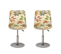 NETILGEN Lot de 2 housses de tabouret de bar avec dossier - Hauteur de comptoir - Tissu extensible et pivotant - Motif feuille d'érable d'automne rétro
