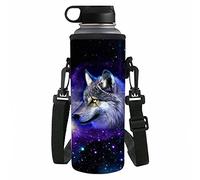 NETILGEN Porte-bouteille isotherme en néoprène avec sangle d'épaule pour petite et grande taille, Galaxy Wolf., 1000 ml