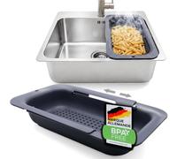 Netrox Passoire extensible en inox pour évier, fruits, légumes et pâtes - | Égouttoir extensible pour évier, pratique pour laver et égoutter les fruits, légumes et pâtes, passoire en acier inoxydable