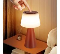NETTLIFE Lampe de table à batterie solaire lampe de chevet LED sans fil 3600mhA rechargeable tactile dimmable lampe rouge avec batterie USB
