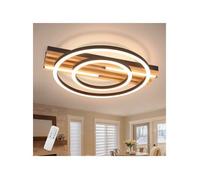 NETTLIFE Plafonnier LED, design en bois, intensité variable, 34 watts, forme circulaire, télécommande incluse