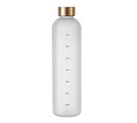 Nettoppo Bouteille d'eau 1L avec Marqueur de Temps 32 OZ Motivational RéUtilisable Fitness Sports ÉTanche Bouteille en Plastique Givré Blanc