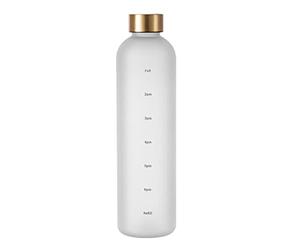 Nettoppo Bouteille d'eau 1L avec Marqueur de Temps 32 OZ Motivational RéUtilisable Fitness Sports ÉTanche Bouteille en Plastique Givré Blanc