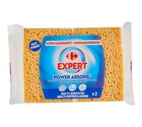 Nettoyage efficace et rapide sur toutes vos surfaces avec le lot de 2 éponges végétales super absorbantes CARREFOUR EXPERT, format malin pour la maison - Lot de 4