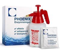 Nettoyant pour sauna 200 g (10 L) Nettoyant enzymatique + pulvérisateur à pression 1 L - Kit de concentré en granulés pour bois contre les résidus de transpiration | PHOENIX