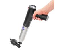 Nettoyeur de canalisation électrique 1500 mAh avec batterie au lithium - Air comprimé - 1 à 6 kgf cm² - Manomètre - Pistolet de nettoyage électrique - 4 embouts - Boîtier en acier inoxydable ABS