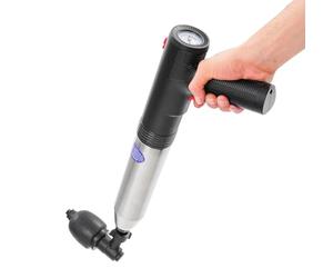 Nettoyeur de canalisation électrique 1500 mAh avec batterie au lithium - Air comprimé - 1 à 6 kgf cm² - Manomètre - Pistolet de nettoyage électrique - 4 embouts - Boîtier en acier inoxydable ABS