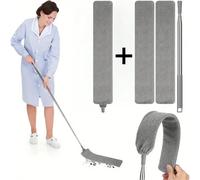 Nettoyeur de fond de lit en fibre ultra-fine lavable en machine, comprend 3 pièces de tissus, brosse de nettoyage de fente extensible, brosse à dépoussiérer flexible, convient pour le canapé, le lit e