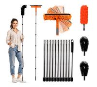 Nettoyeur de gouttière 420 cm, brosse de gouttière avec 11 télescopiques, 2 | Nettoyeur de gouttière télescopique facile à démonter, pour nettoyer les feuilles, la saleté, les fenêtres, les gouttières