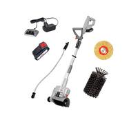 Nettoyeur de Terrasse sans fil Batterie 20V 2.0Ah Double brosses rotatives + Batterie & Chargeur Raccord tuyau d'eau IKRA