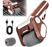 Nettoyeur électrique pour grill sans brosse, en acier inoxydable 304, appareil de nettoyage de grill sans fil avec éclairage LED, rouleau en acier amovible, 350 tours par minute, accessoires pour gril