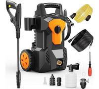 Nettoyeur haute pression 140 bars, 1600W, appareil mobile, pistolet à eau haute pression, débit de 420 litres/heure, avec lance à mousse et enrouleur de tuyau, idéal pour le nettoyage des voitures, de
