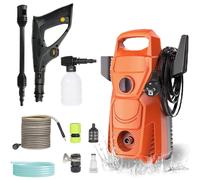 Nettoyeur haute pression - 1500 W, 135 bars - 560 litres/heure - Buse réglable 0°/60°/160° - Idéal pour les terrasses, les voitures et le jardin - Couleur : orange