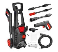 Nettoyeur Haute Pression, 1600 W, Max. 200 Bar, Débit 480 l/h, Tuyau 5 m, Pompe en Aluminium, Buse réglable rotative,Lance à Mousse