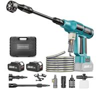 Nettoyeur Haute Pression à Batterie 80Bar à Batterie Compatible avec Batteries Makita 18V, Nettoyeur Haute Pression sans Fil avec 2 Batteries de 4,0 Ah, buse 6 en 1, pulvérisateur de Mousse, Filtre