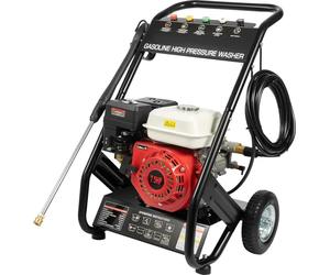 Nettoyeur haute pression - À essence, sur roues - Moteur 7,5 CV - Débit max. 8,7 l/min - 4 temps, 1 cylindre, refroidi par air - 5 buses - Démarrage manuel - Noir/rouge