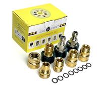 Nettoyeur Haute Pression Accessoires, 8pcs Connecteur Rapide Tuyau à Haute Pression Kit,Connecte Canon Lance et Tuyau Métrique，Raccord M22-14mm，M22 3/8" Connexion Rapide 3/4" Déconnexion