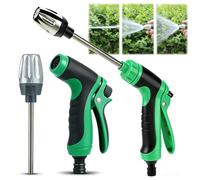 Nettoyeur Haute Pression Aquoxis, Pistolet de Nettoyage avec Tuyau d'arrosage, Accessoire de Nettoyage à Jet d'eau Haute Pression, buse réglable et 3 Modes pour terrasse (Single Washer,Green)