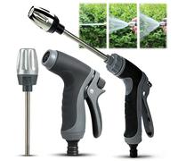 Nettoyeur Haute Pression Aquoxis, Pistolet de Nettoyage avec Tuyau d'arrosage, Accessoire de Nettoyage à Jet d'eau Haute Pression, buse réglable et 3 Modes pour terrasse (Single Washer,Grey)