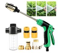 Nettoyeur Haute Pression Aquoxis, Pistolet de Nettoyage avec Tuyau d'arrosage, Accessoire de Nettoyage à Jet d'eau Haute Pression, buse réglable et 3 Modes pour terrasse (Washer Set,Green)